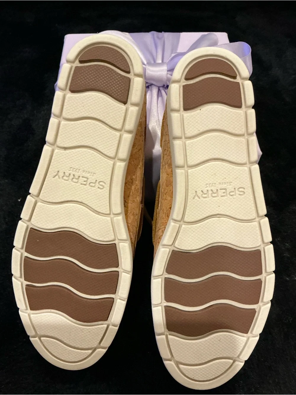 Sperry Cork-Textured Boat Shoes in Tan Women’s 7.5